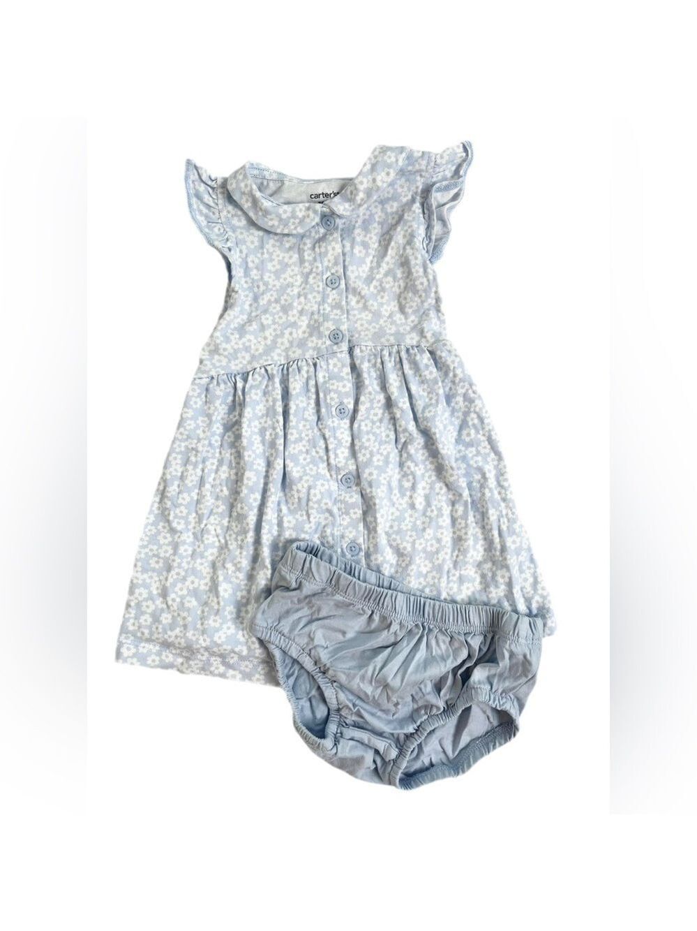Carter's Blue Floral Matching Dress and Diaper Cover Set